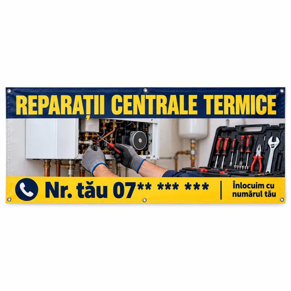 Banner reparații centrale termice cu numărul tău