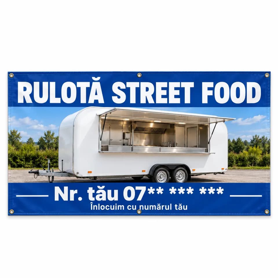 Banner rulotă street food cu numărul tău