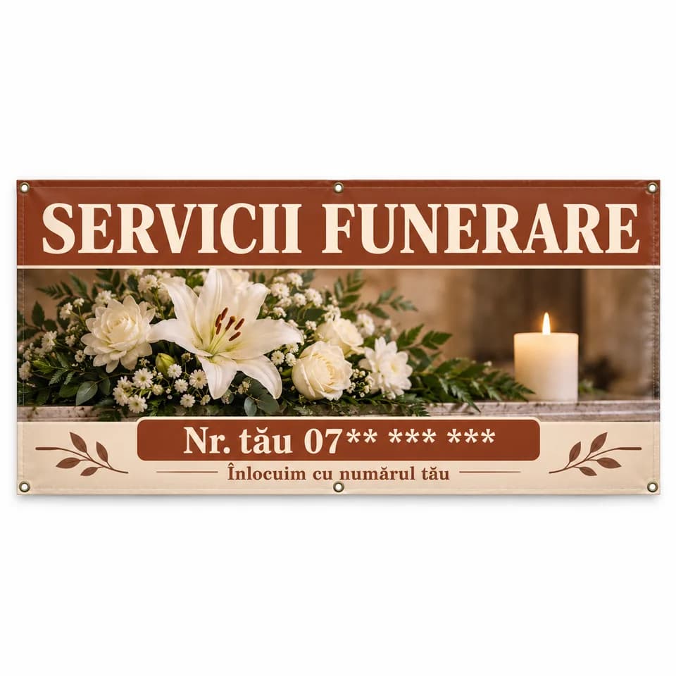 Banner servicii funerare cu numărul tău