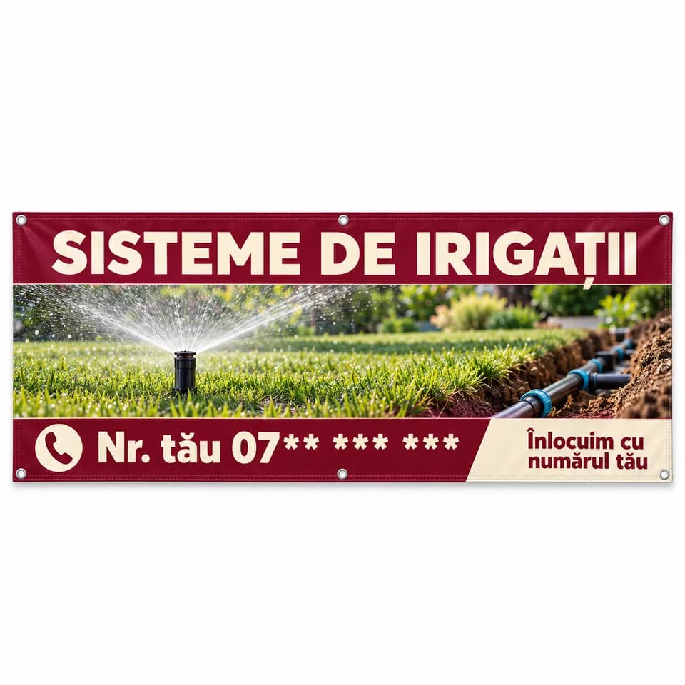 Banner sisteme de irigații cu numărul tău