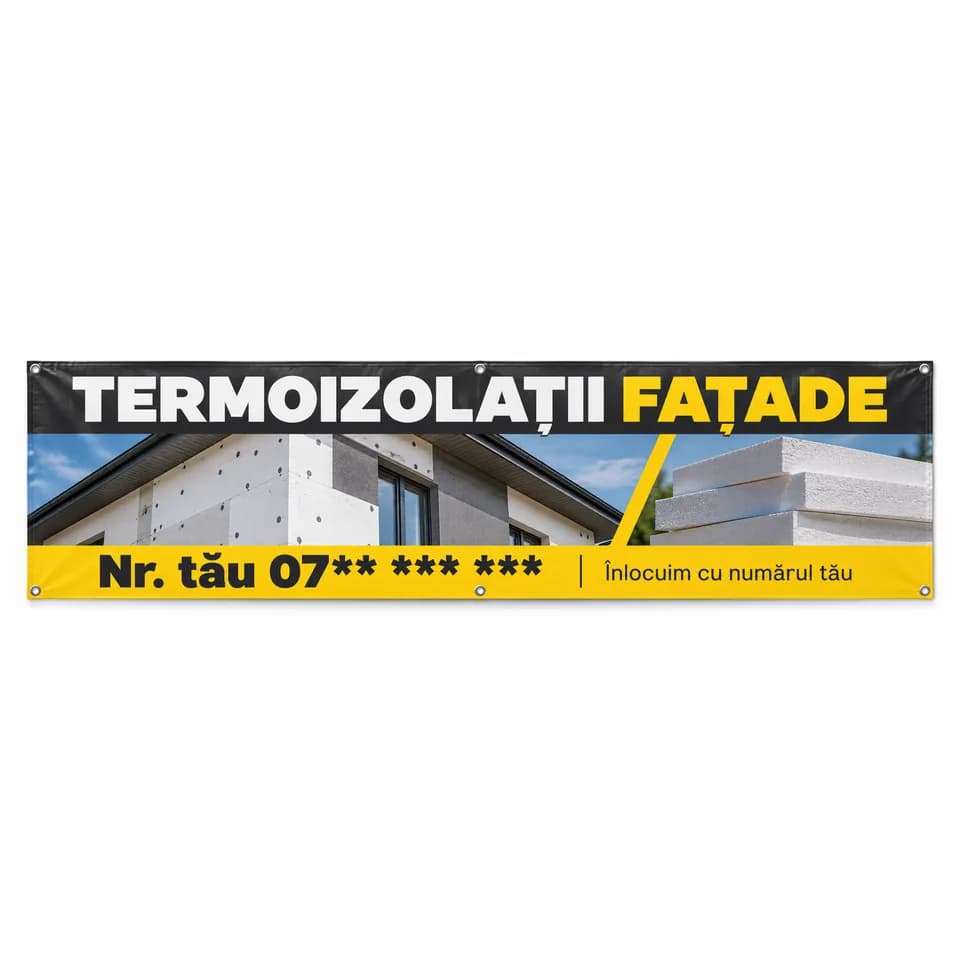 Banner termoizolații fațade cu numărul tău