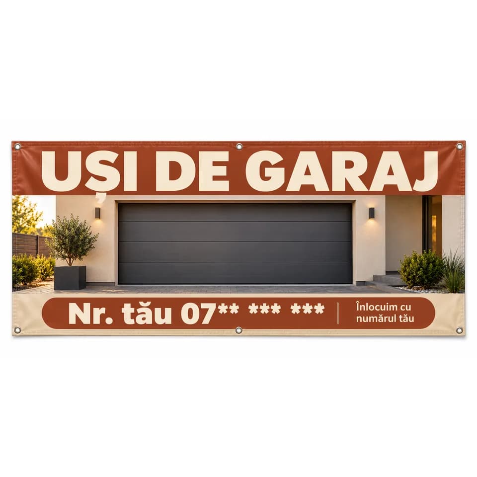 Banner uși de garaj cu numărul tău