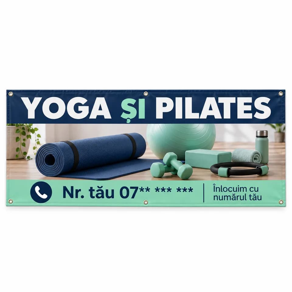 Banner yoga și pilates cu numărul tău