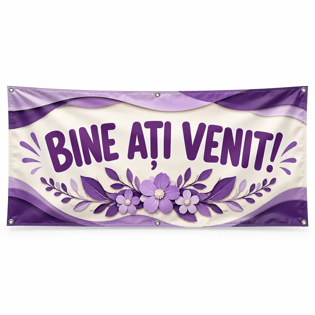 Banner de bun venit pentru botez – model urban