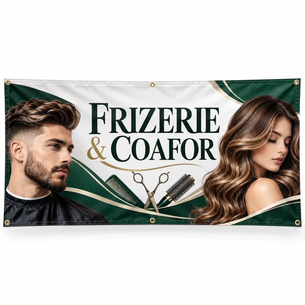 Banner frizerie & coafor – model curbat