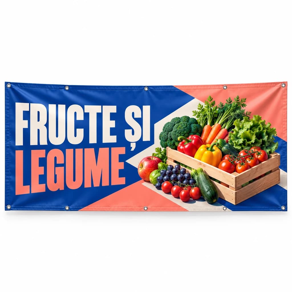 Banner fructe și legume – model geometric