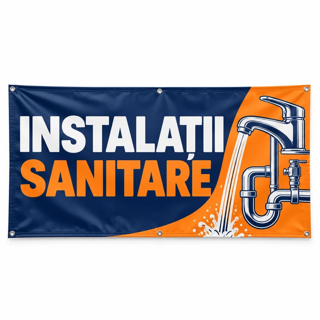 Banner instalații sanitare – model contrast