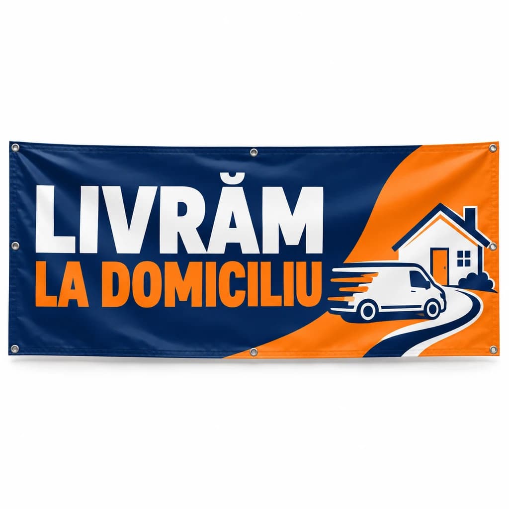 Banner livrăm la domiciliu – model contrast