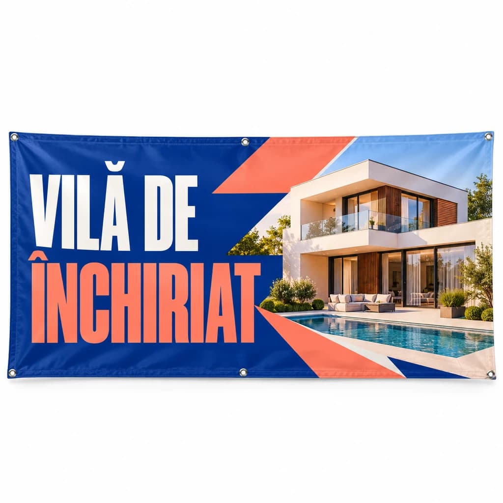 Banner vilă de închiriat – model geometric
