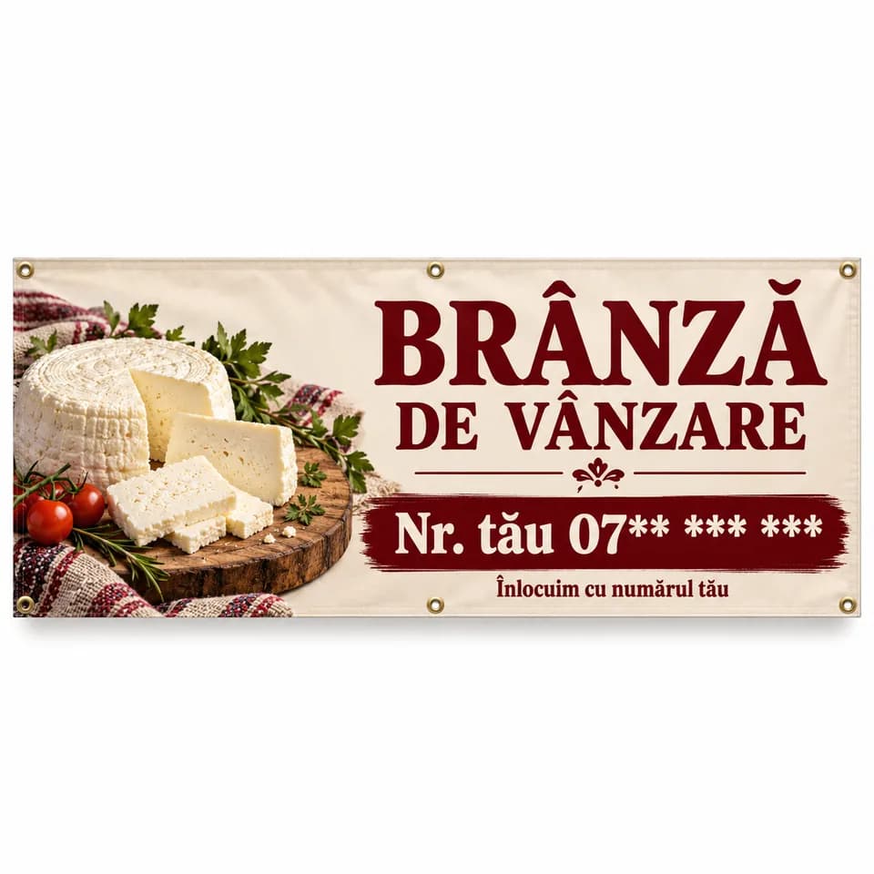Banner brânză de vânzare cu numărul tău