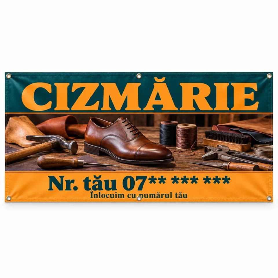 Banner cizmărie cu numărul tău