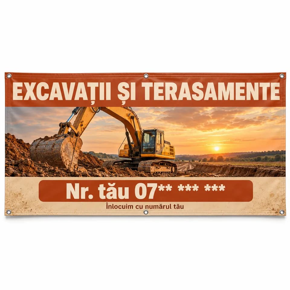 Banner excavații și terasamente cu numărul tău