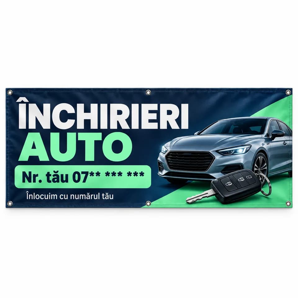 Banner închirieri auto cu numărul tău