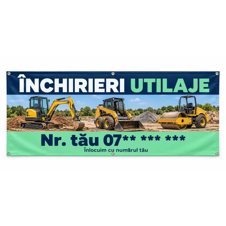 Banner închirieri utilaje cu numărul tău