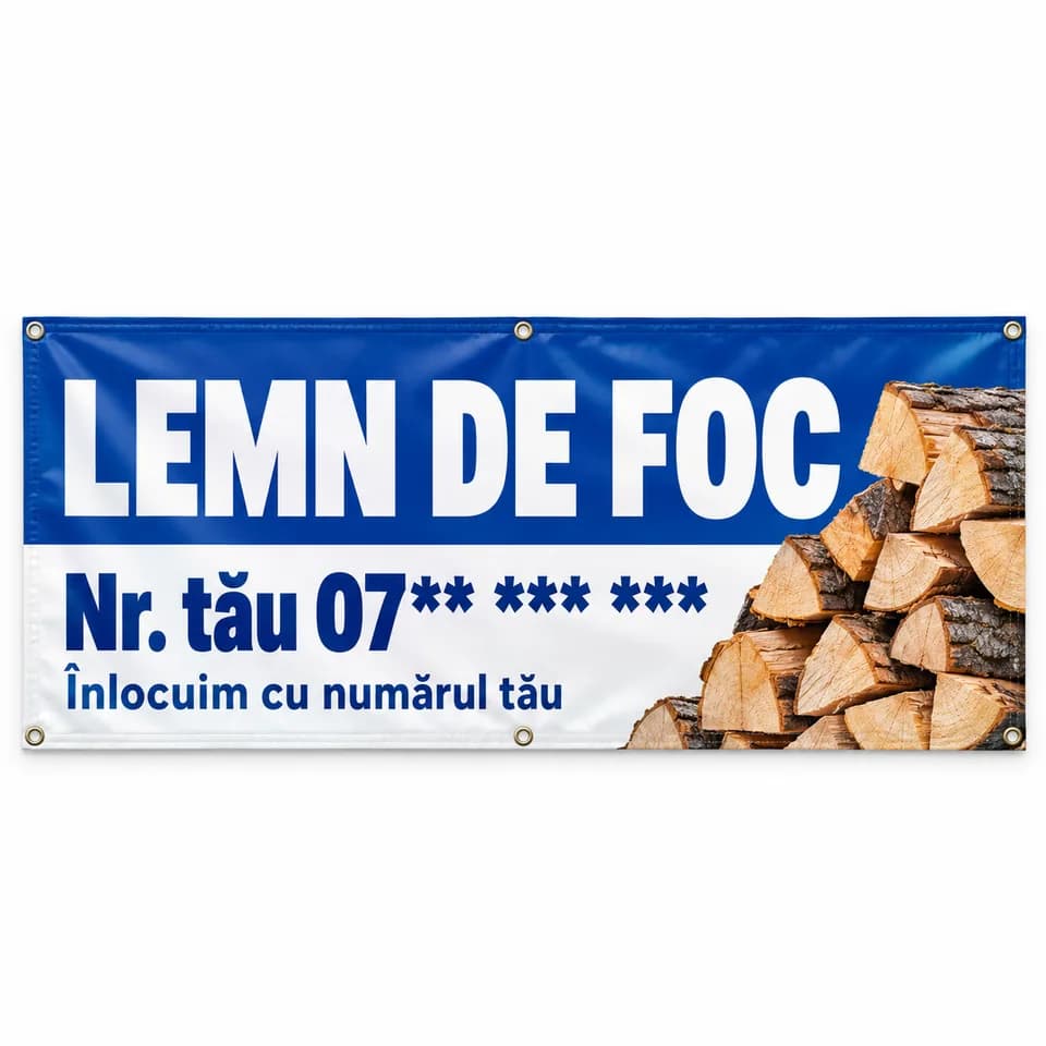 Banner lemn de foc cu numărul tău