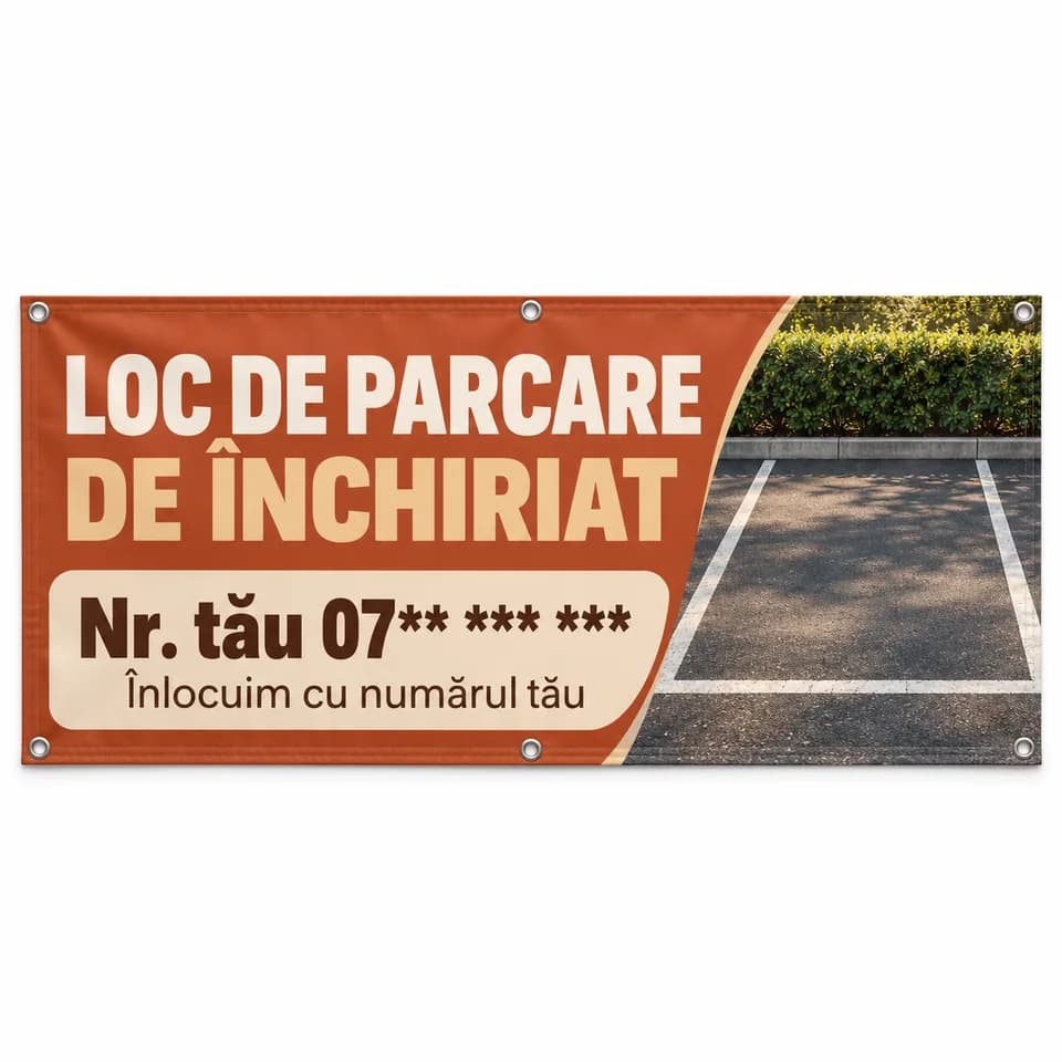 Banner loc de parcare de închiriat cu numărul tău