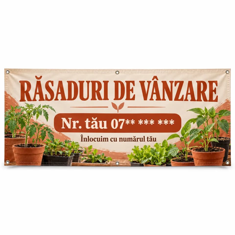 Banner răsaduri de vânzare cu numărul tău