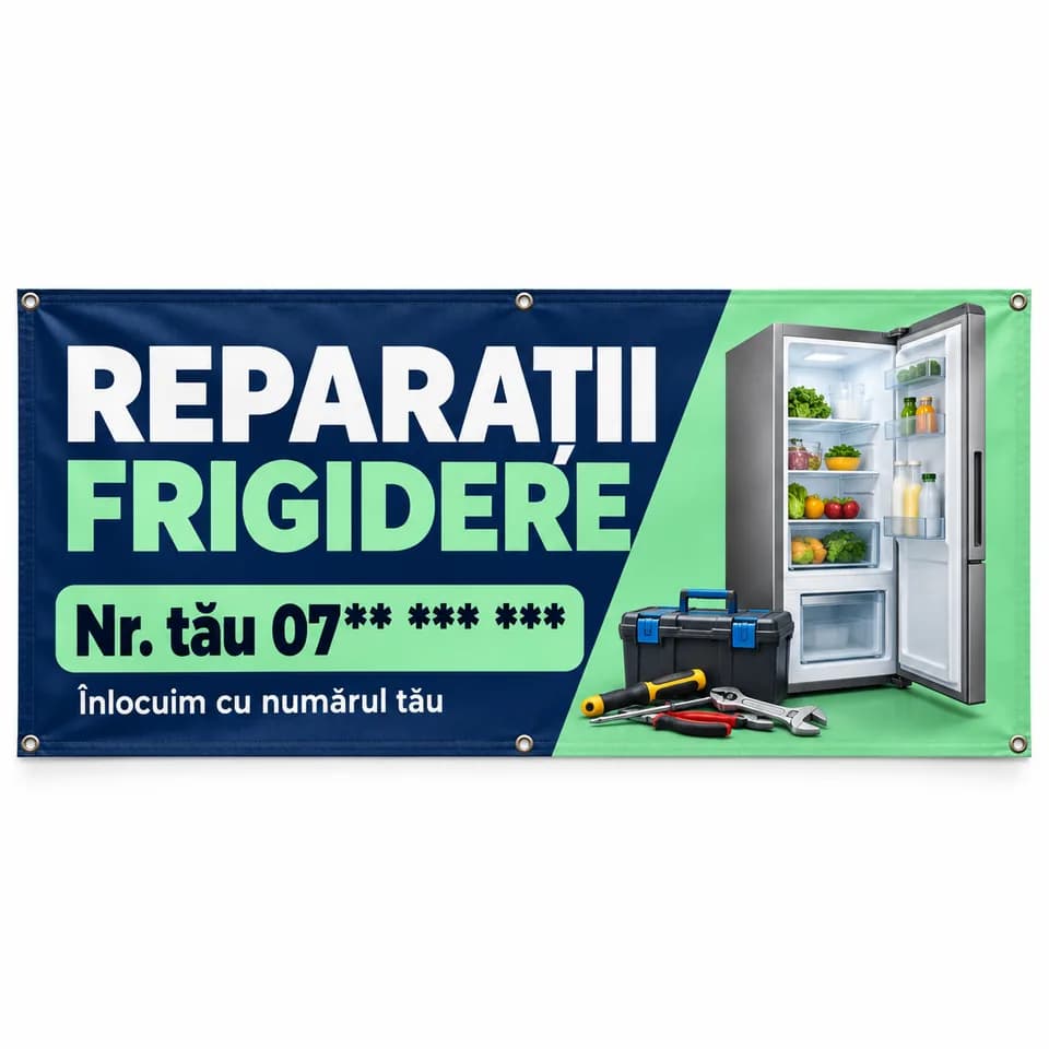 Banner reparații frigidere cu numărul tău
