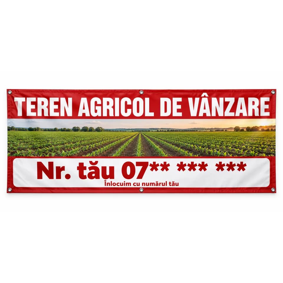 Banner teren agricol de vânzare cu numărul tău