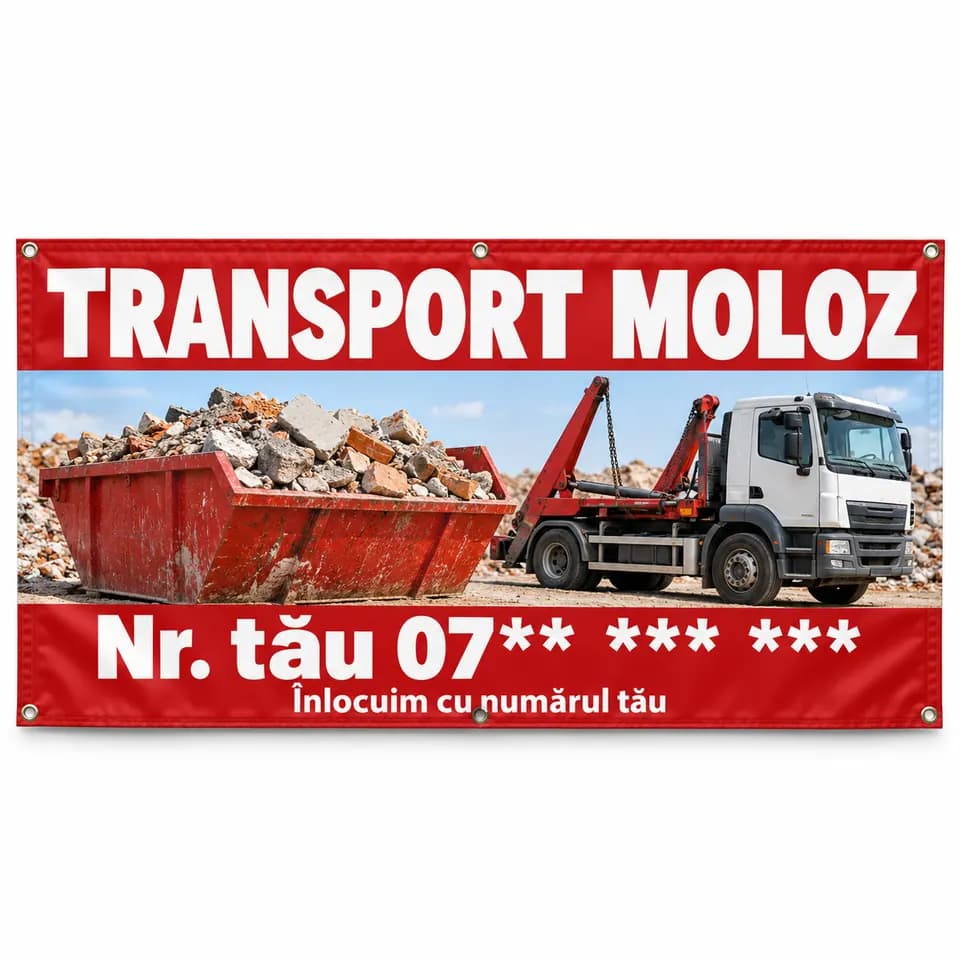 Banner transport moloz cu numărul tău