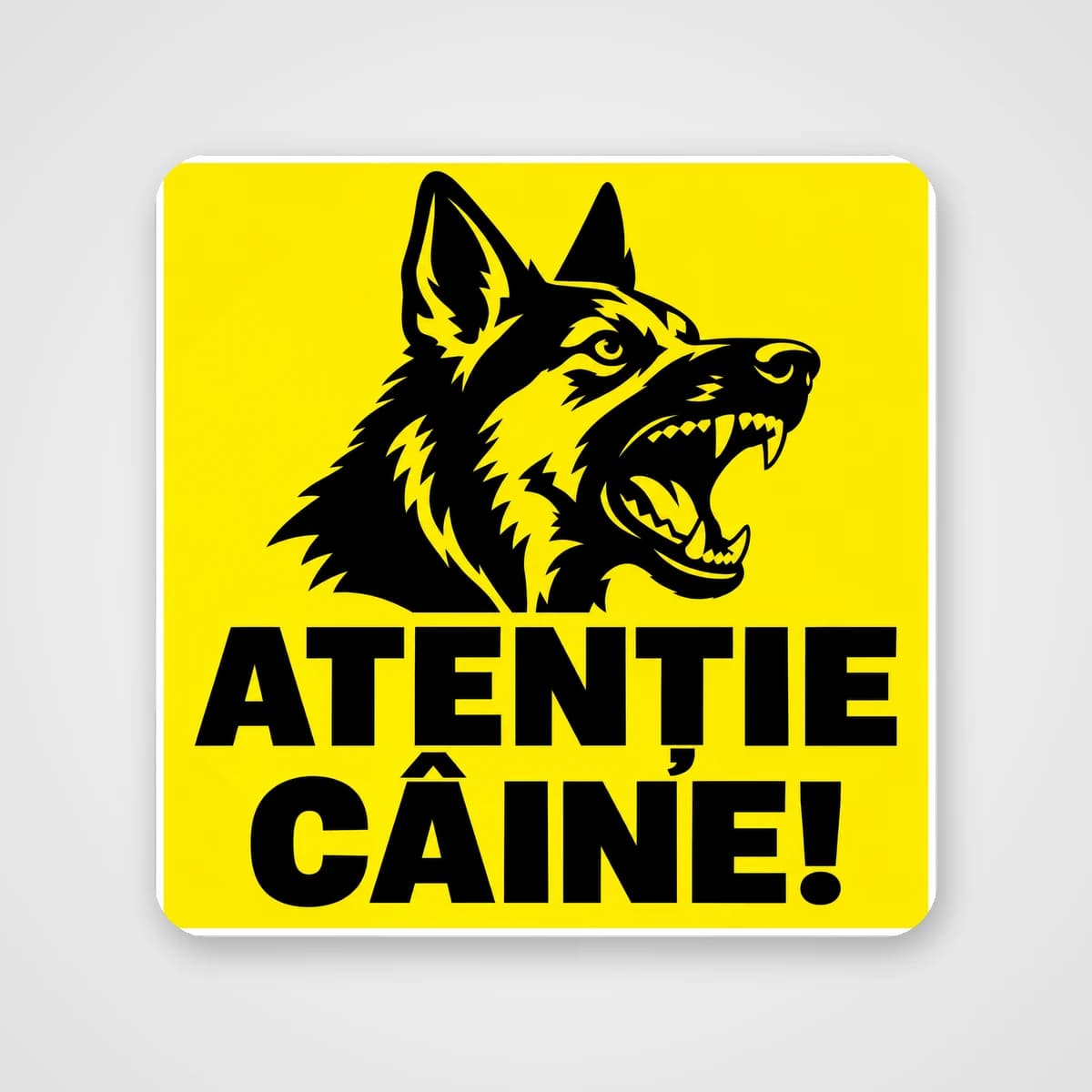 Autocolant Atenție câine! – galben și negru