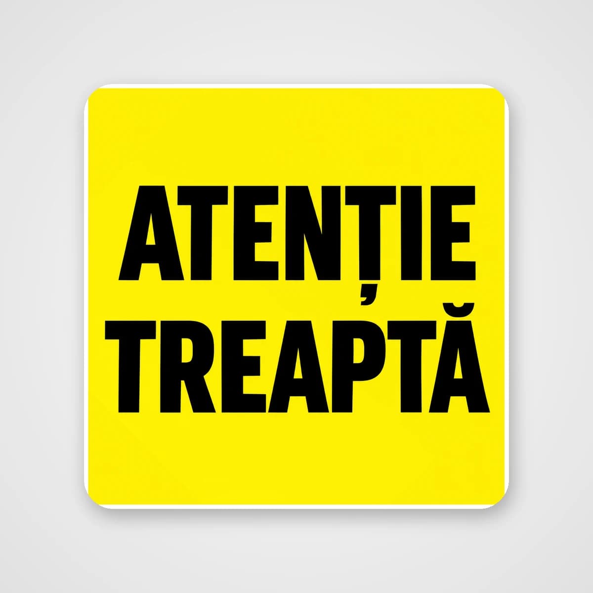 Autocolant Atenție treaptă – galben și negru