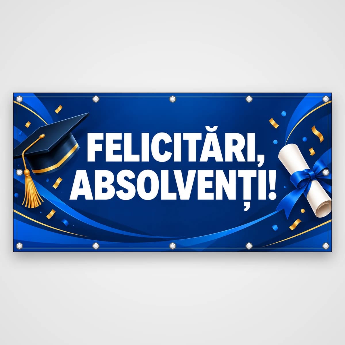 Banner Felicitări, absolvenți! – tocă și diplomă