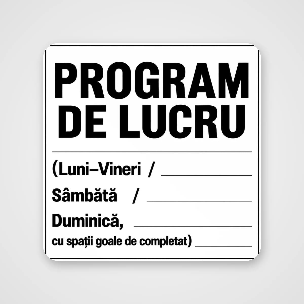 Autocolant Program de lucru cu spații de completat