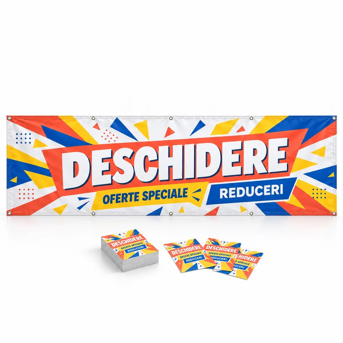 Pachet deschidere magazin: banner 300×100 + 500 flyere A5