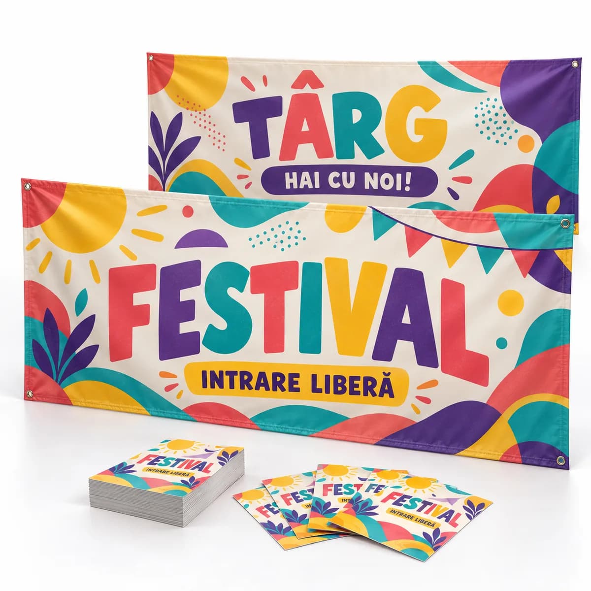 Pachet eveniment: 2 bannere 200×100 + 250 flyere A5