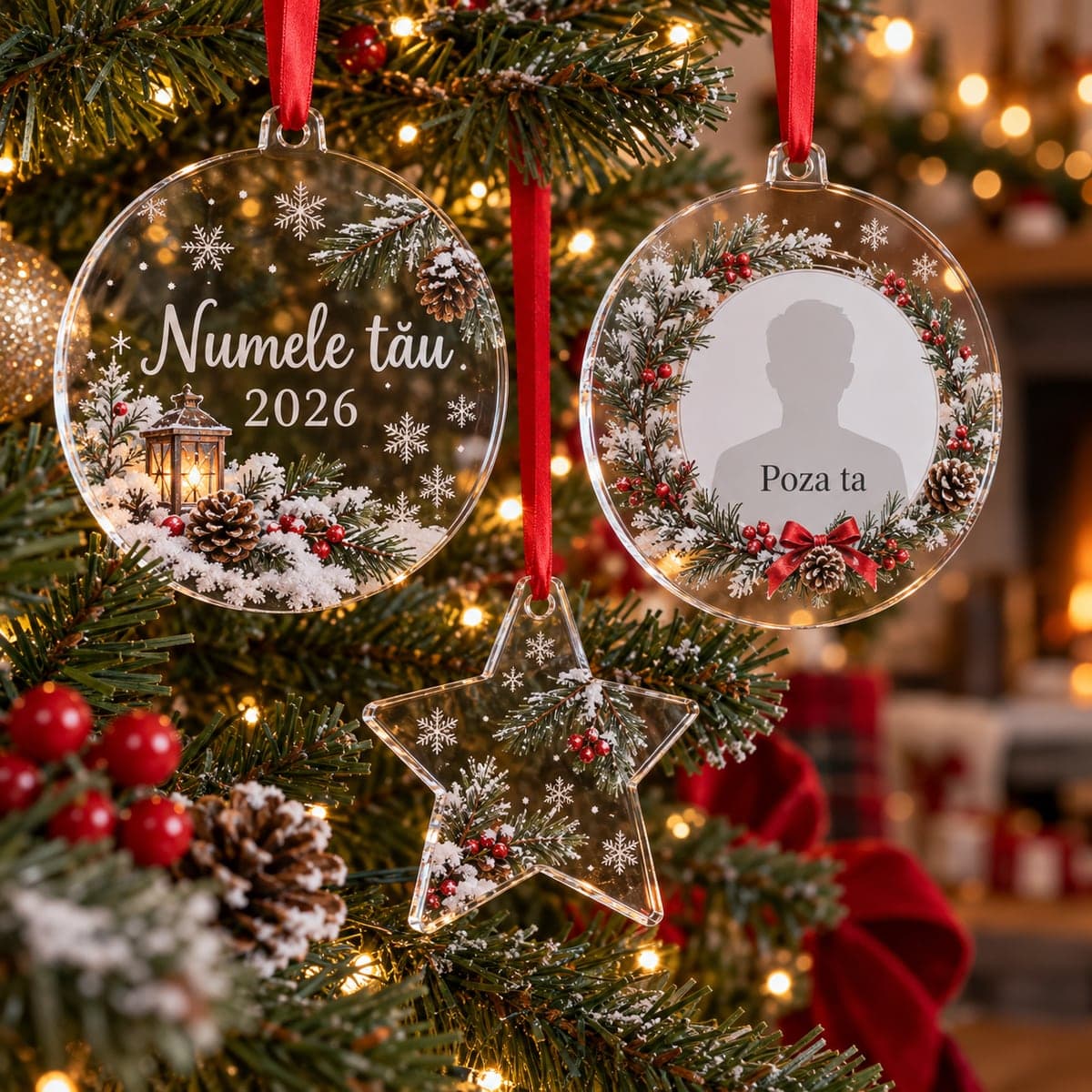 Ornamente de Crăciun personalizate din plexiglas