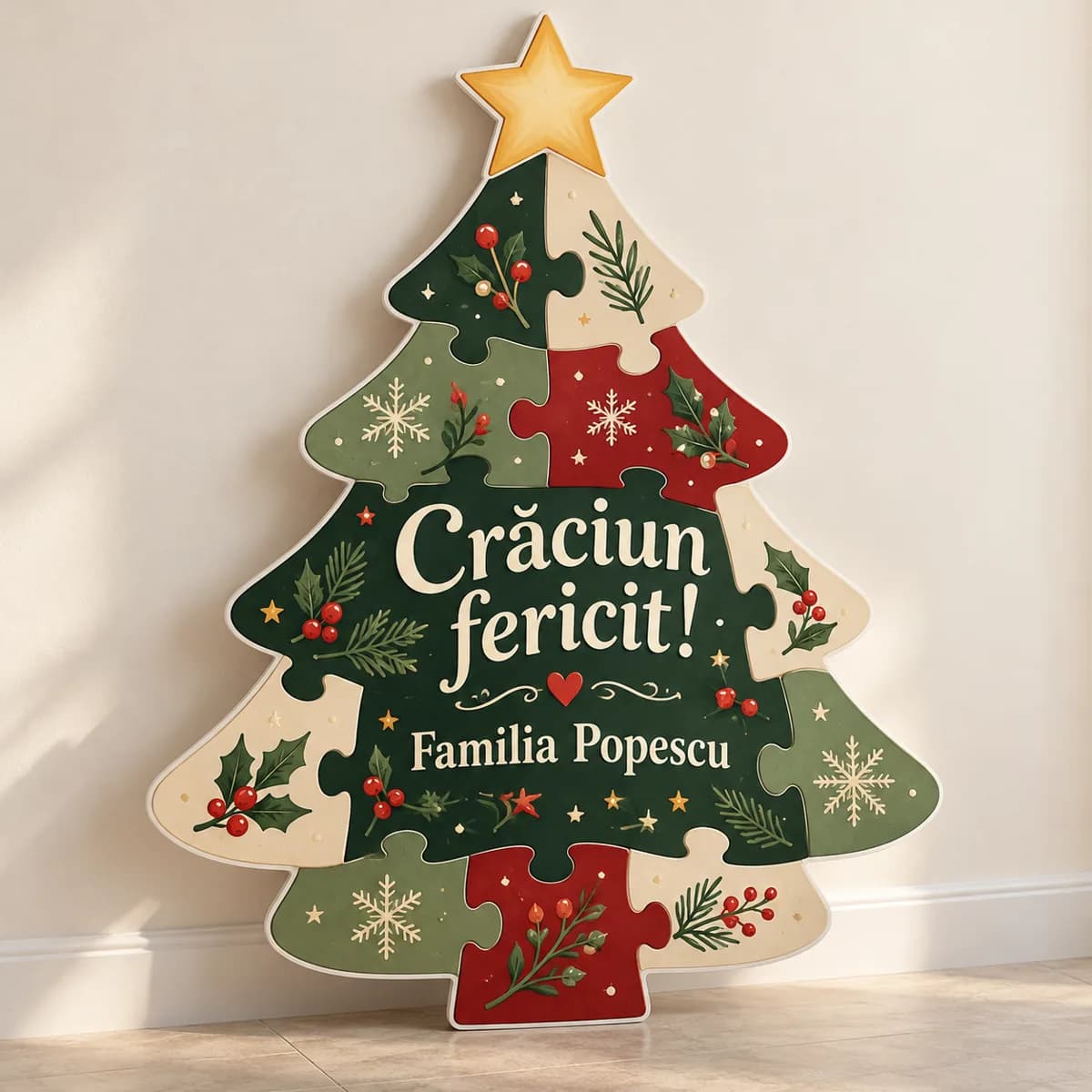 Brad puzzle personalizat pe PVC pentru Crăciun
