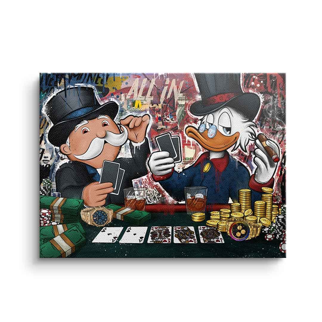 Tablou canvas rață și bogătaș jucând poker – decor living pop