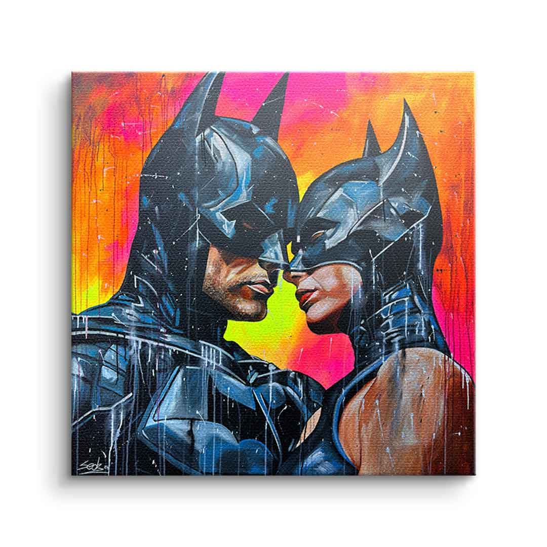 Tablou canvas cuplu de supereroi îndrăgostiți – cameră adolescent