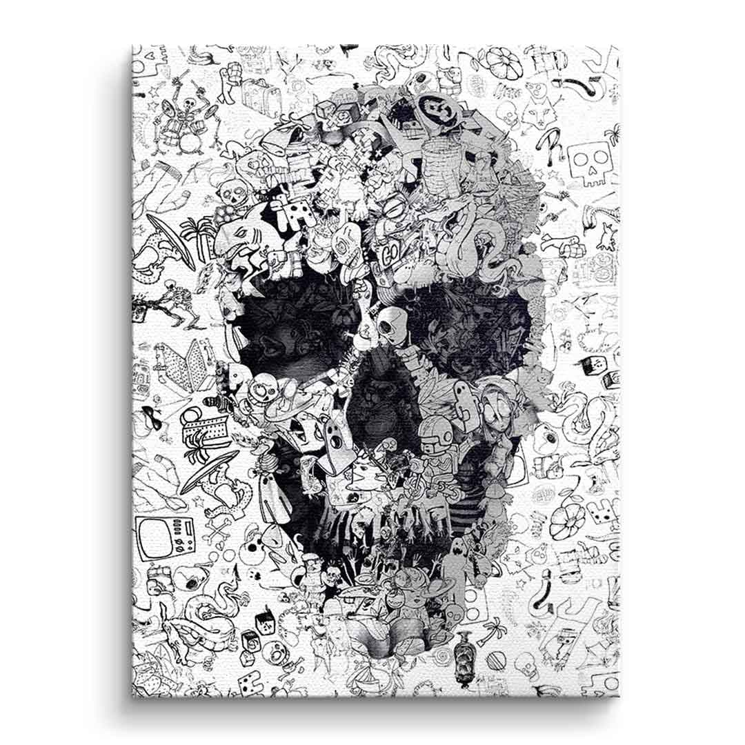 Tablou canvas craniu doodle tip puzzle – decor cameră adolescent