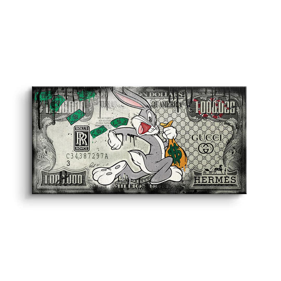 Tablou canvas iepure de desen animat cu portofel – decor cameră băieți