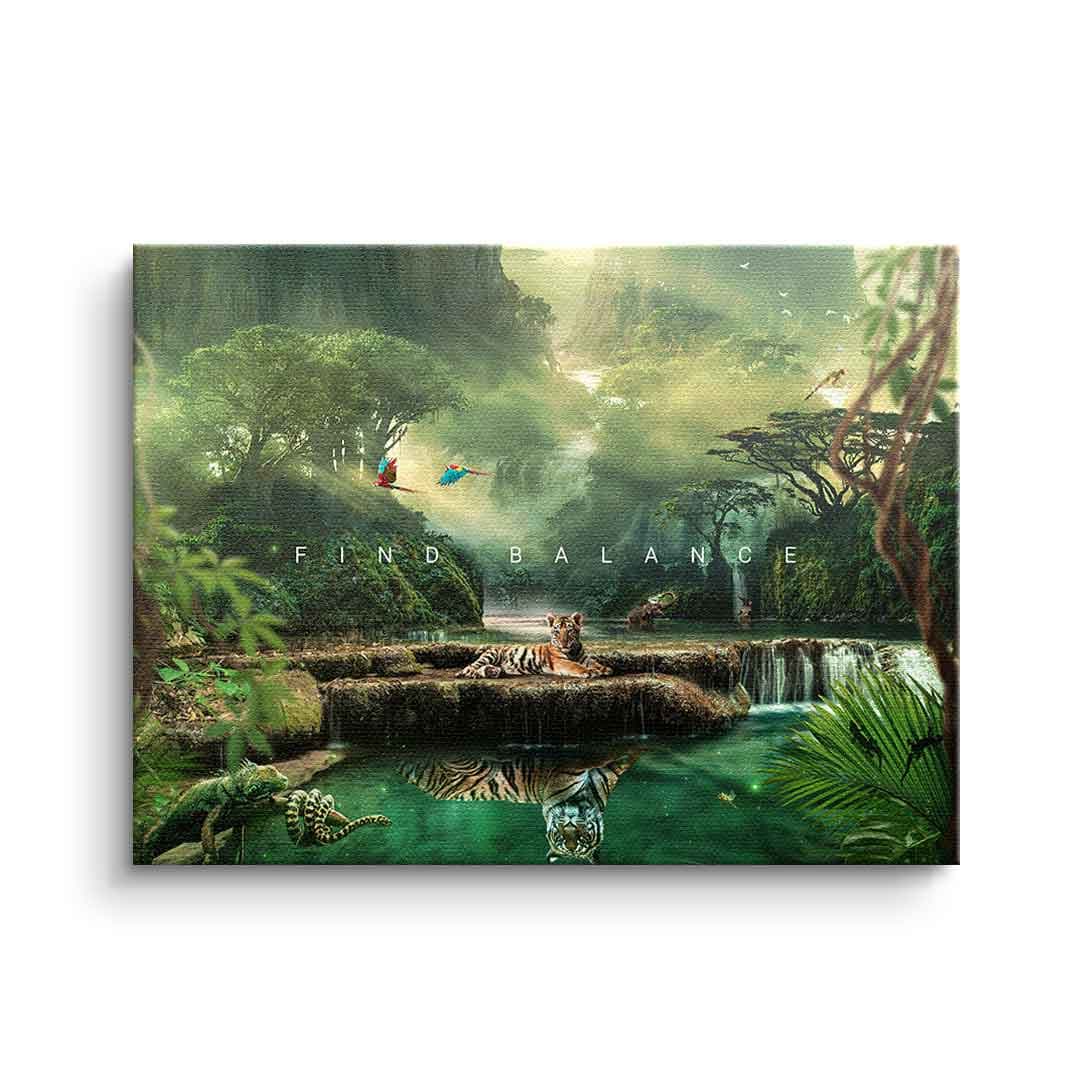 Tablou canvas tigru în junglă verde – decor dormitor liniștit