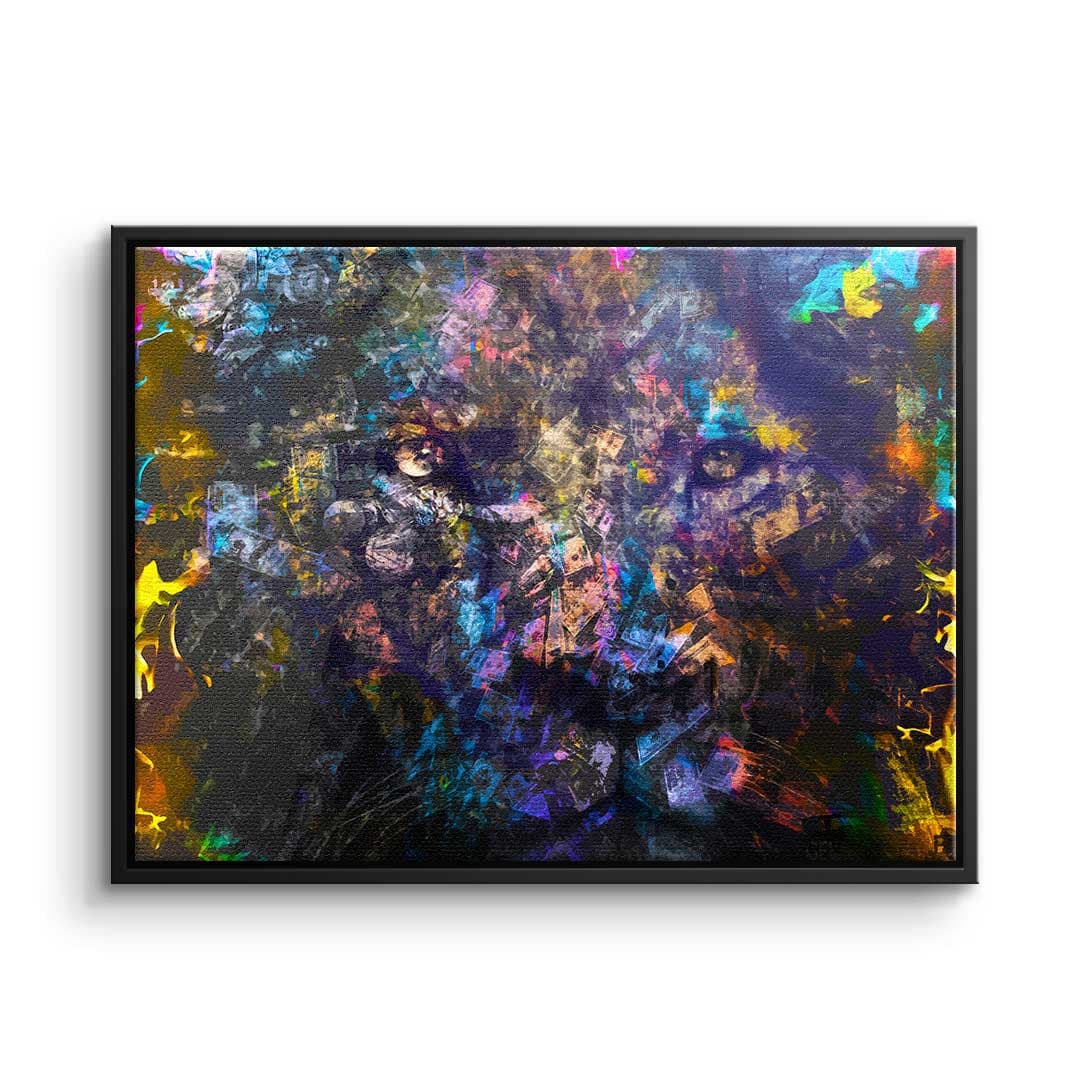 Tablou canvas leu din bancnote colorate – decor living modern
