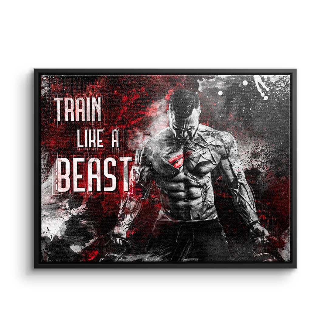 Tablou canvas culturist cu mesaj roșu și argintiu – pentru fitness