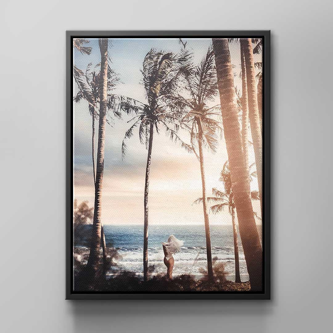 Tablou canvas insulă tropicală în nuanțe roz – decor living modern