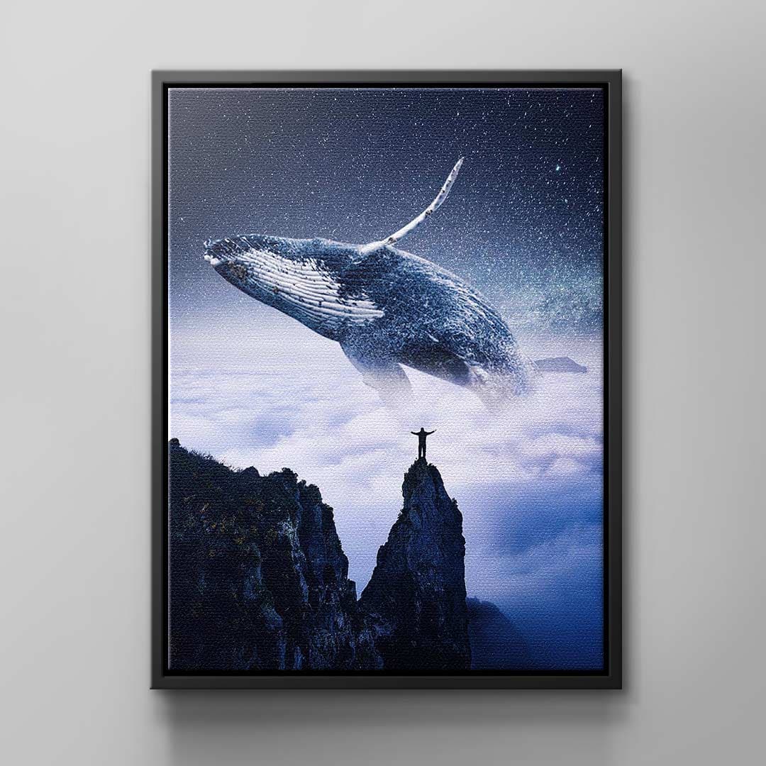 Tablou canvas balenă care zboară pe cer – pentru camera copiilor