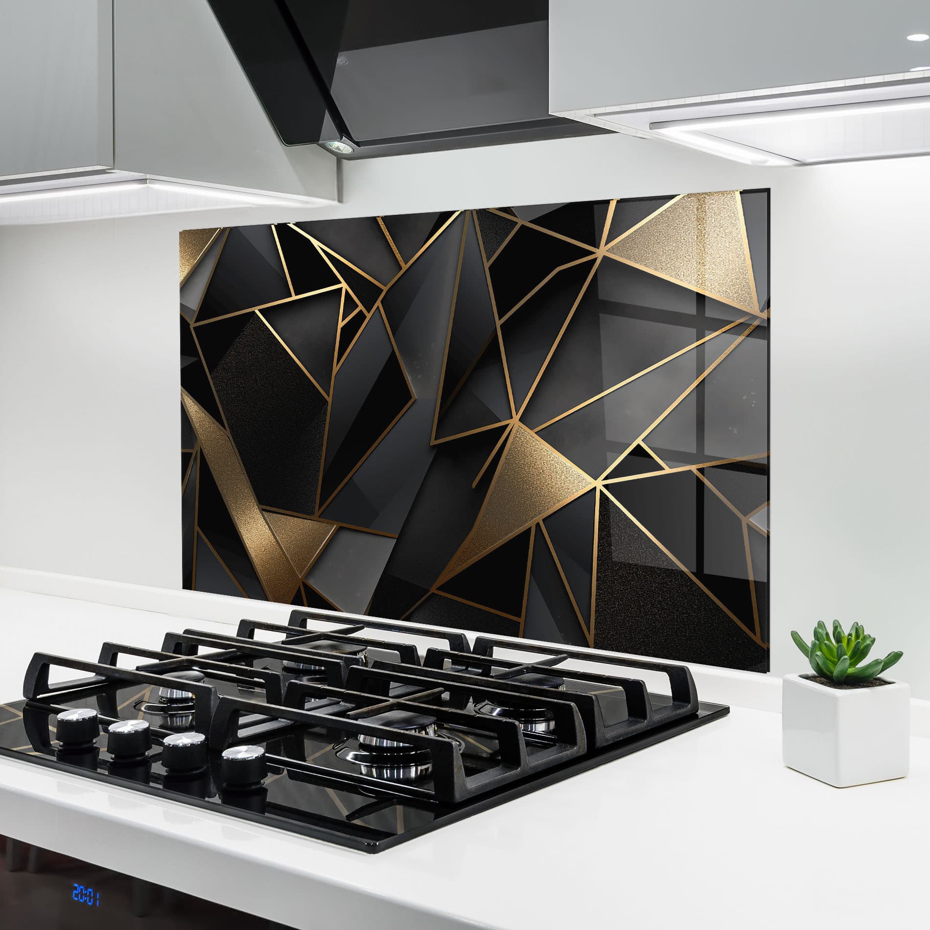 Panou Sticla Bucatarie Abstract Golden Art