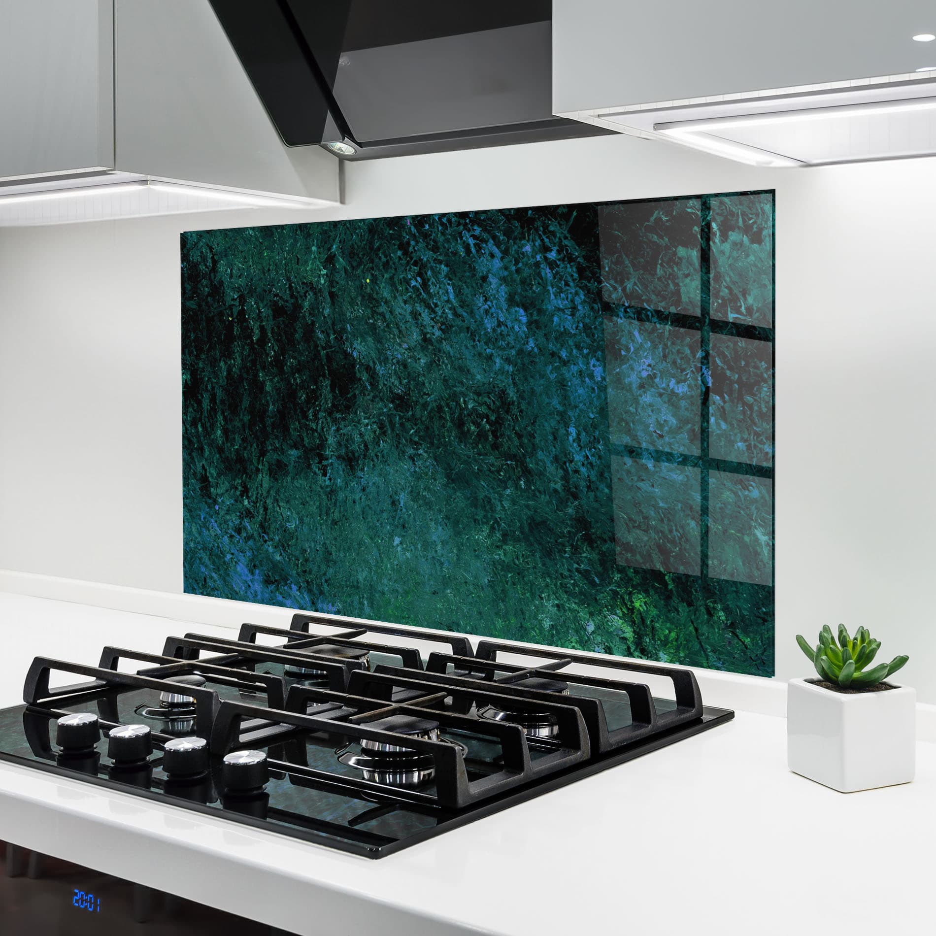 Panou Sticla Bucatarie Dark Green Blue Painting