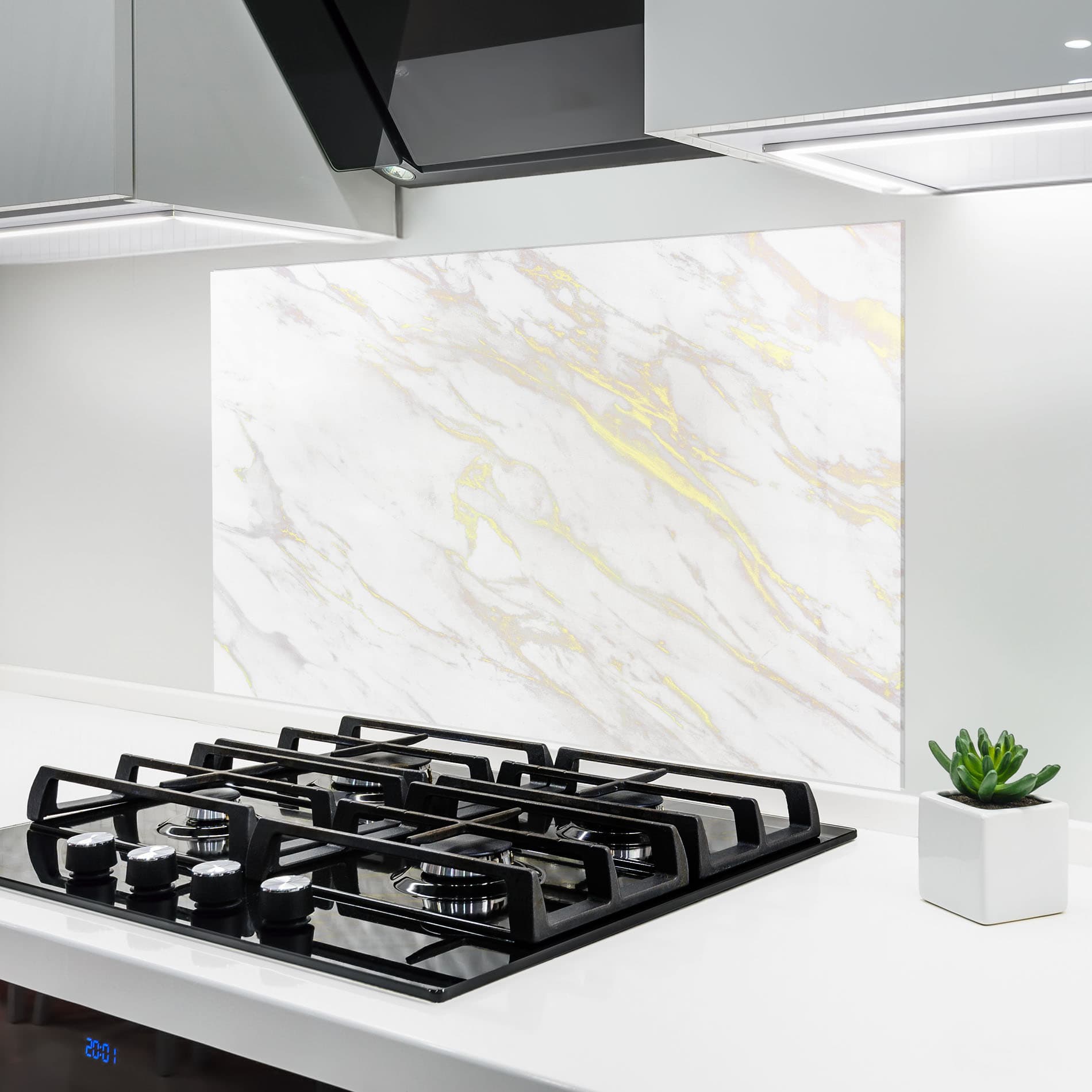 Panou Sticla Bucatarie White Gold Lines