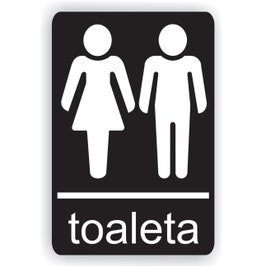 Semn Indicator Toaleta mixta,  PVC, 14 x 10 cm