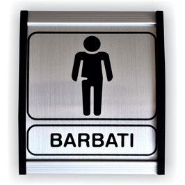 Semn Indicator Toaleta barbati, aluminiu, 12 x 10 cm