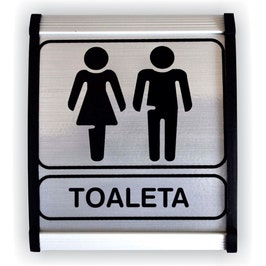 Semn Indicator Toaleta mixta, aluminiu, 12 x 10 cm