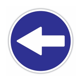 Semn Indicator Depasire stanga, autocolant, diametru 12 cm