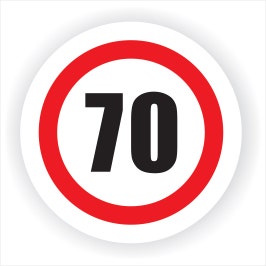 Semn Indicator Limitare viteza 70, autocolant, diametru 12 cm