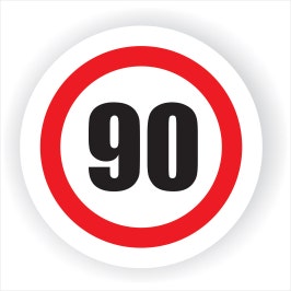 Semn Indicator Limitare viteza 90, autocolant, diametru 12 cm